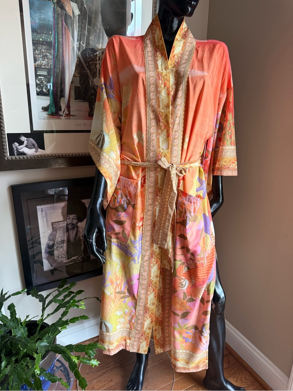 For Love Bell Mermaid Kimono Robe | Coral Tropical Beach Cover Up | Size M